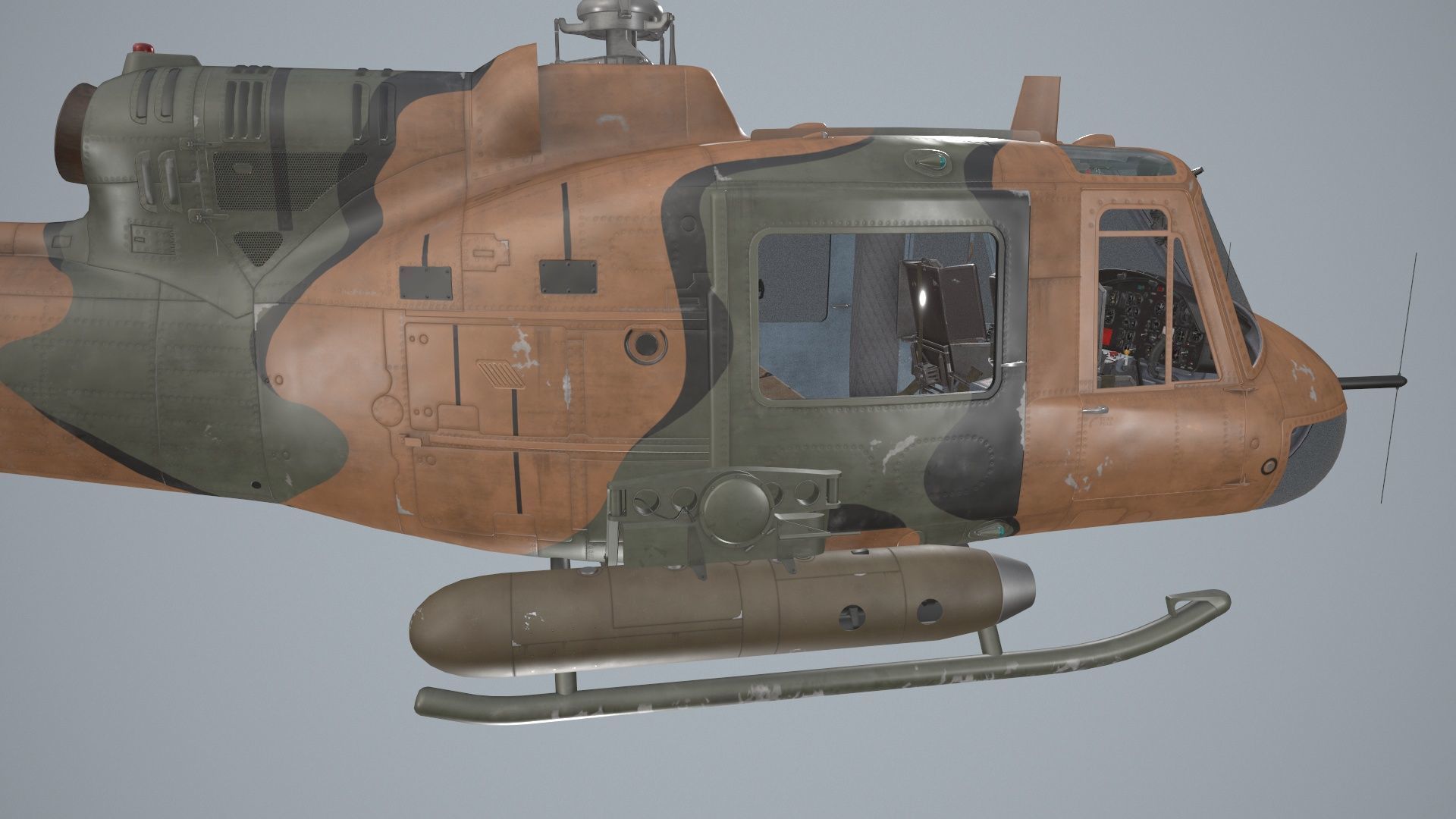Bell UH-1B JGSDF 2 Complex Animation Low-poly 3D model_6