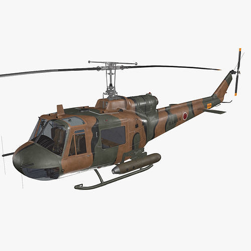 Bell UH-1B JGSDF 2 Complex Animation Low-poly 3D model