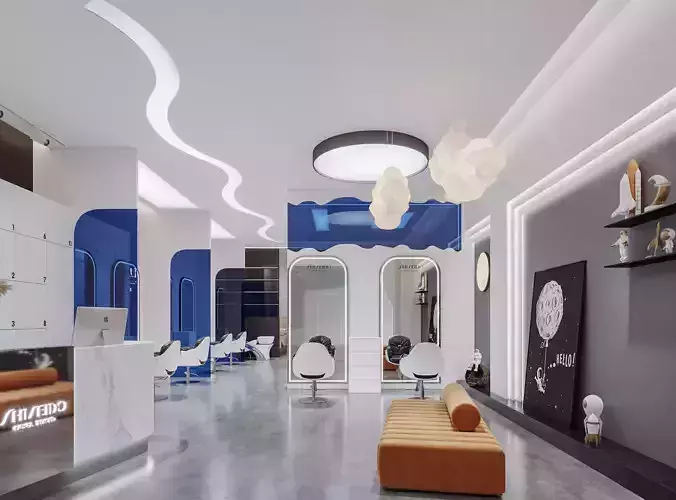 modern hair salon interior 3D model