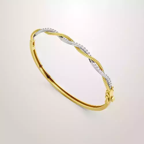 Paved Twist Mobius Bangle two row bracelet