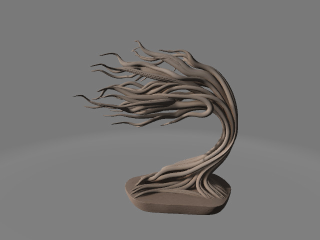 Wind Swept Tree Sculpture 3D print model_1