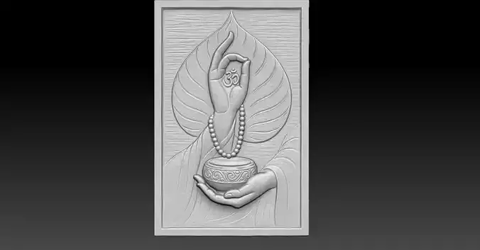 1 Buddha Hand CNC Relief Model 3D print model