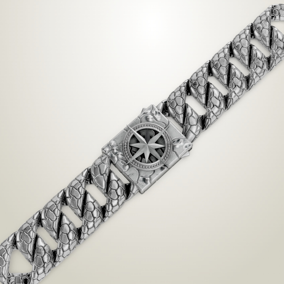 Mens Bracelet Broadside cuban link chain 3D print model_2