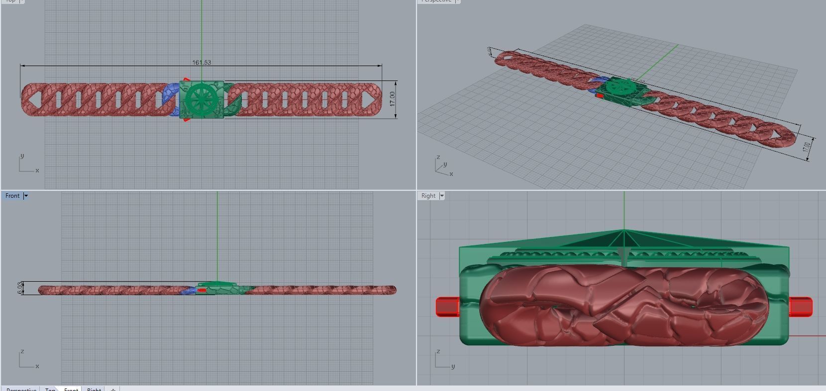 Mens Bracelet Broadside cuban link chain 3D print model_7