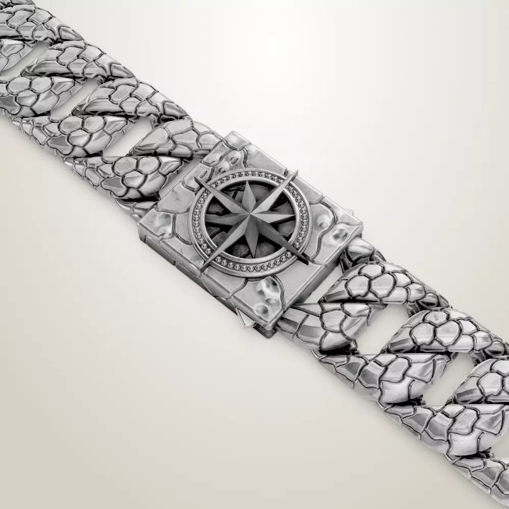 Mens Bracelet Broadside cuban link chain 3D print model_0