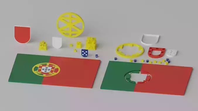Cartoon Portugal Flag 3D model