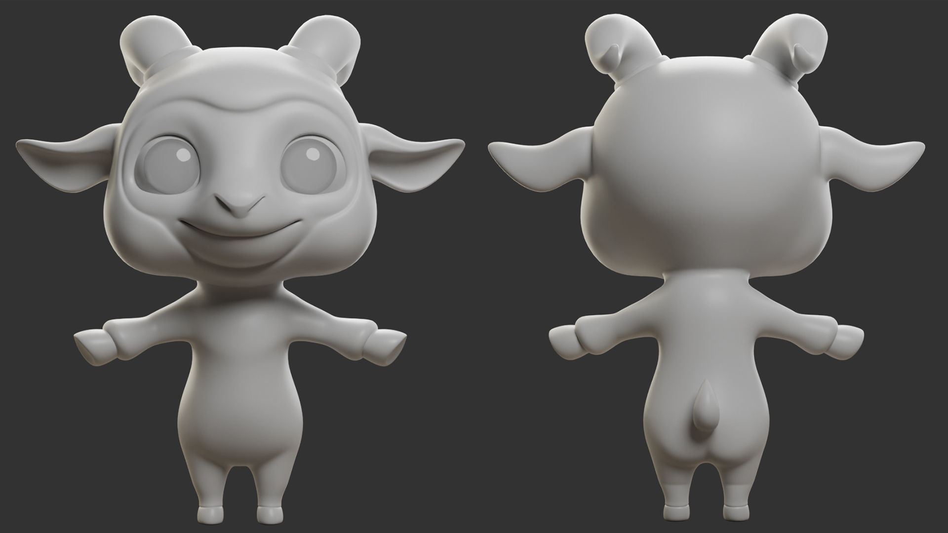 Sheep  Cartoon Low-poly 3D model_2