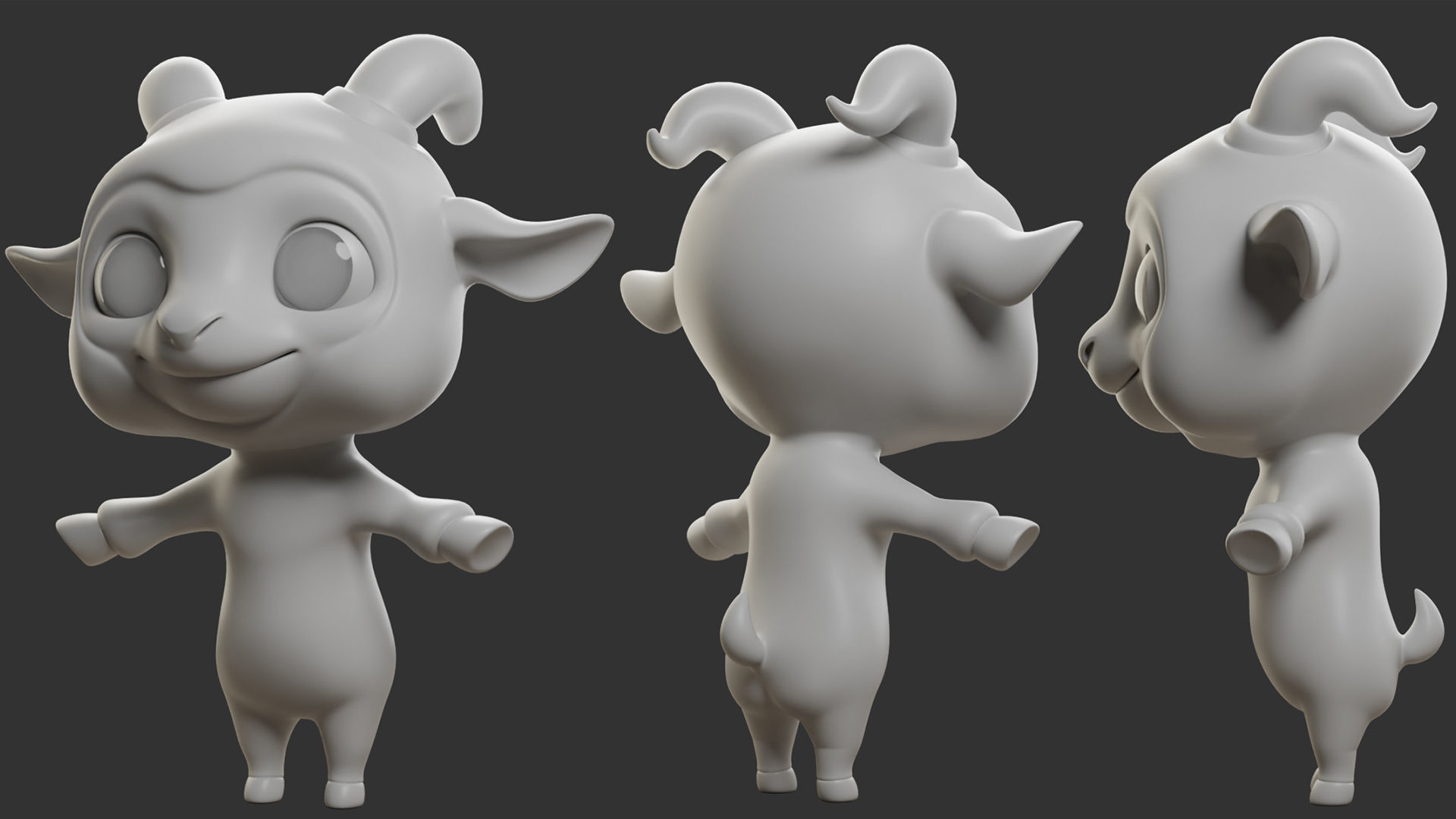 Sheep  Cartoon Low-poly 3D model_5