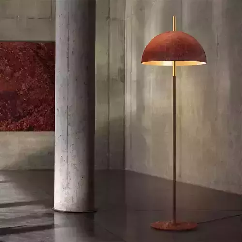 Modern Standing Lamp 3D Model Rust Texture  Gold Rod