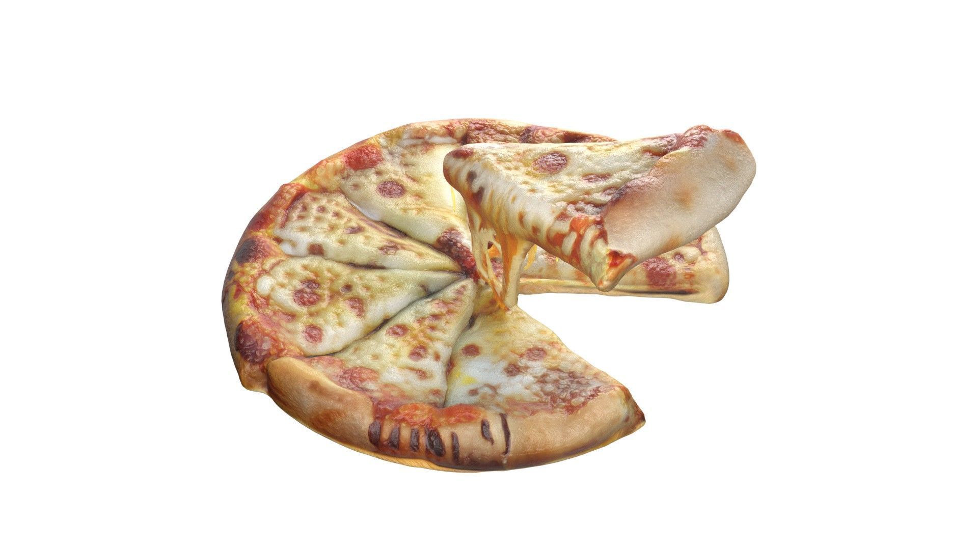 Pizza 15  Low-poly 3D model_3