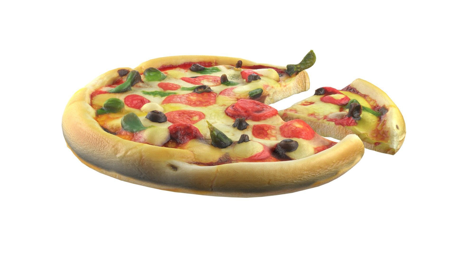 Pizza 16  Low-poly 3D model_3