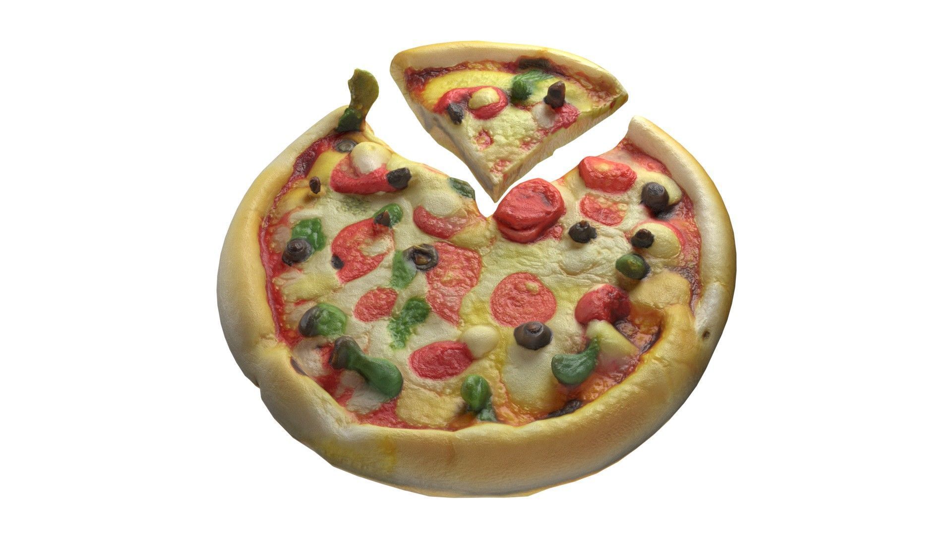 Pizza 16  Low-poly 3D model_4