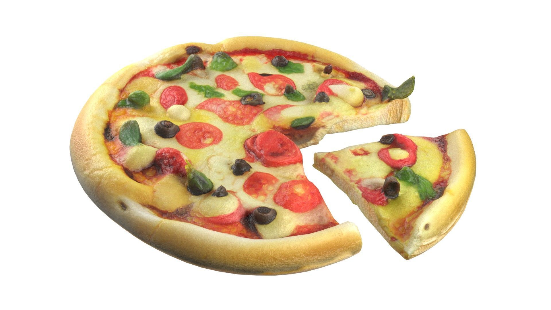 Pizza 16  Low-poly 3D model_1