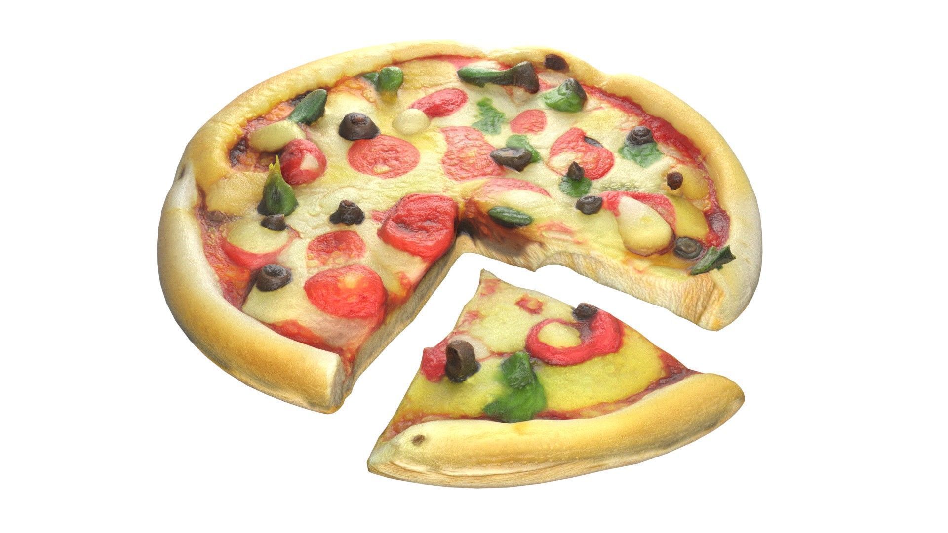 Pizza 16  Low-poly 3D model_2
