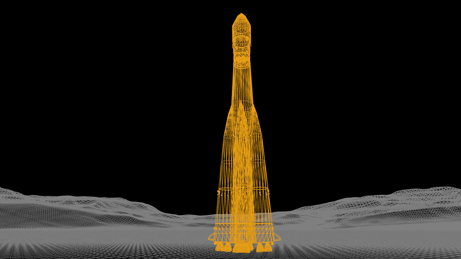 Spaceship Rocket Low-poly 3D model_9