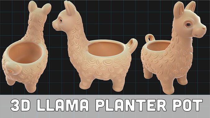 Llama Planter Pot Cute Animal Shaped Succulent Holder 3D model
