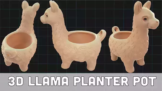 Llama Planter Pot Cute Animal Shaped Succulent Holder 3D print model