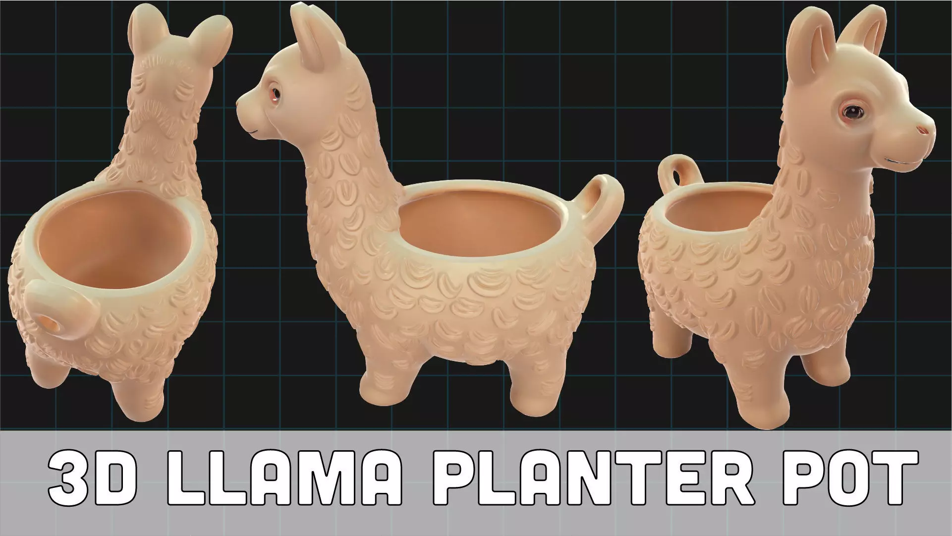 Llama Planter Pot Cute Animal Shaped Succulent Holder 3D print model_0