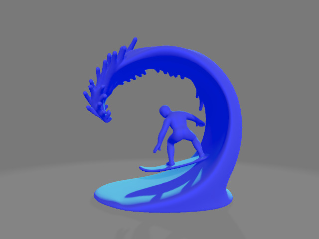 Surfer on Frozen Wave Sculpture 3D print model_3
