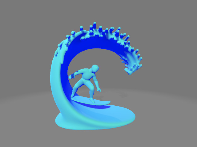 Surfer on Frozen Wave Sculpture 3D print model_4