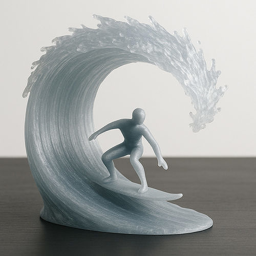 Surfer on Frozen Wave Sculpture 3D print model