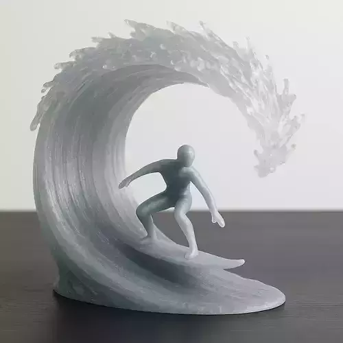 Surfer on Frozen Wave Sculpture 3D print model