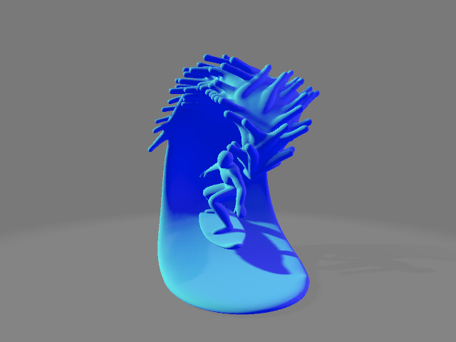 Surfer on Frozen Wave Sculpture 3D print model_2
