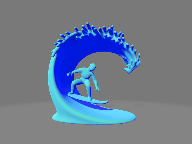 Surfer on Frozen Wave Sculpture 3D print model_1