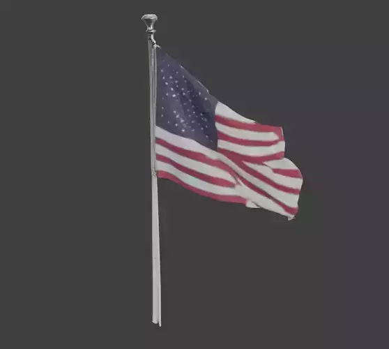  USA Flag on Flagpole