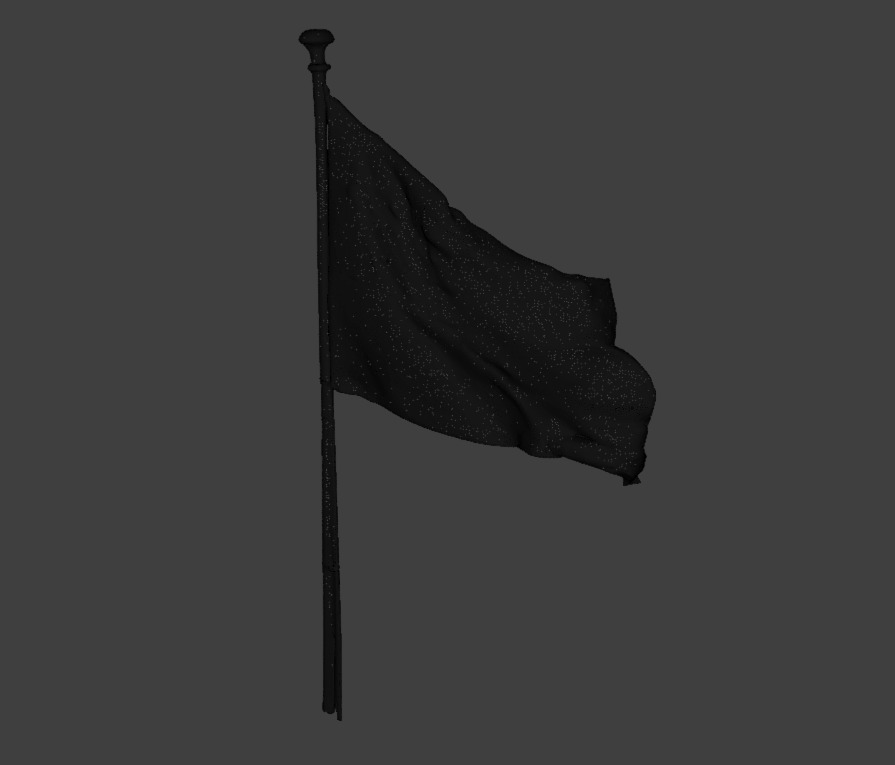 USA Flag on Flagpole 3D model_1