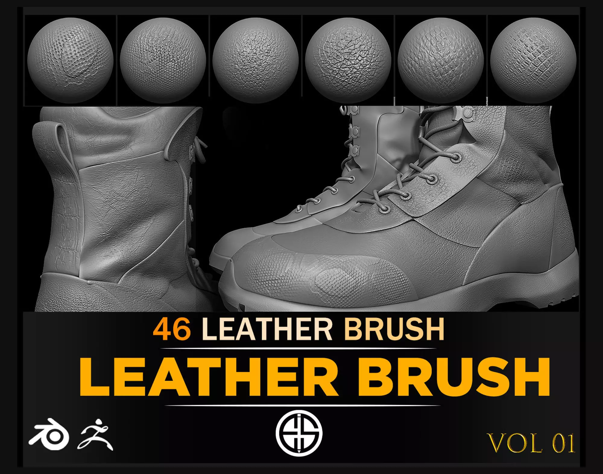 Leather Vdm Brush-46 Vdm-Alpha-Blender And Zbrush Brush-Vol 01 3D model_0