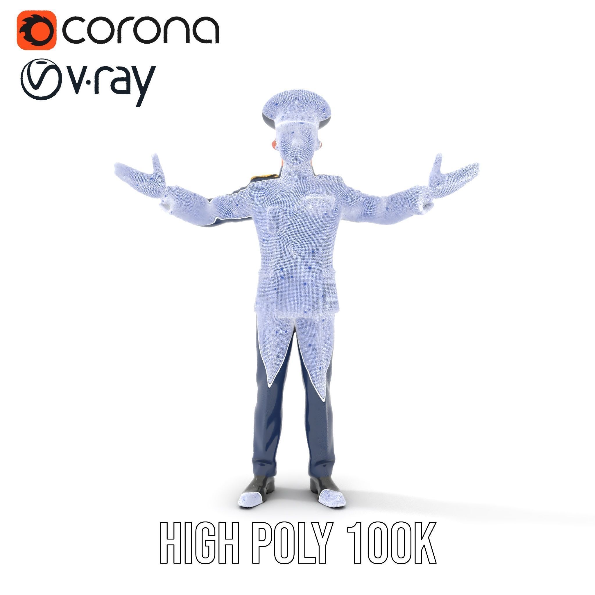 Airforce Officer D Character Model Rigged and Animated Low-poly 3D model_31