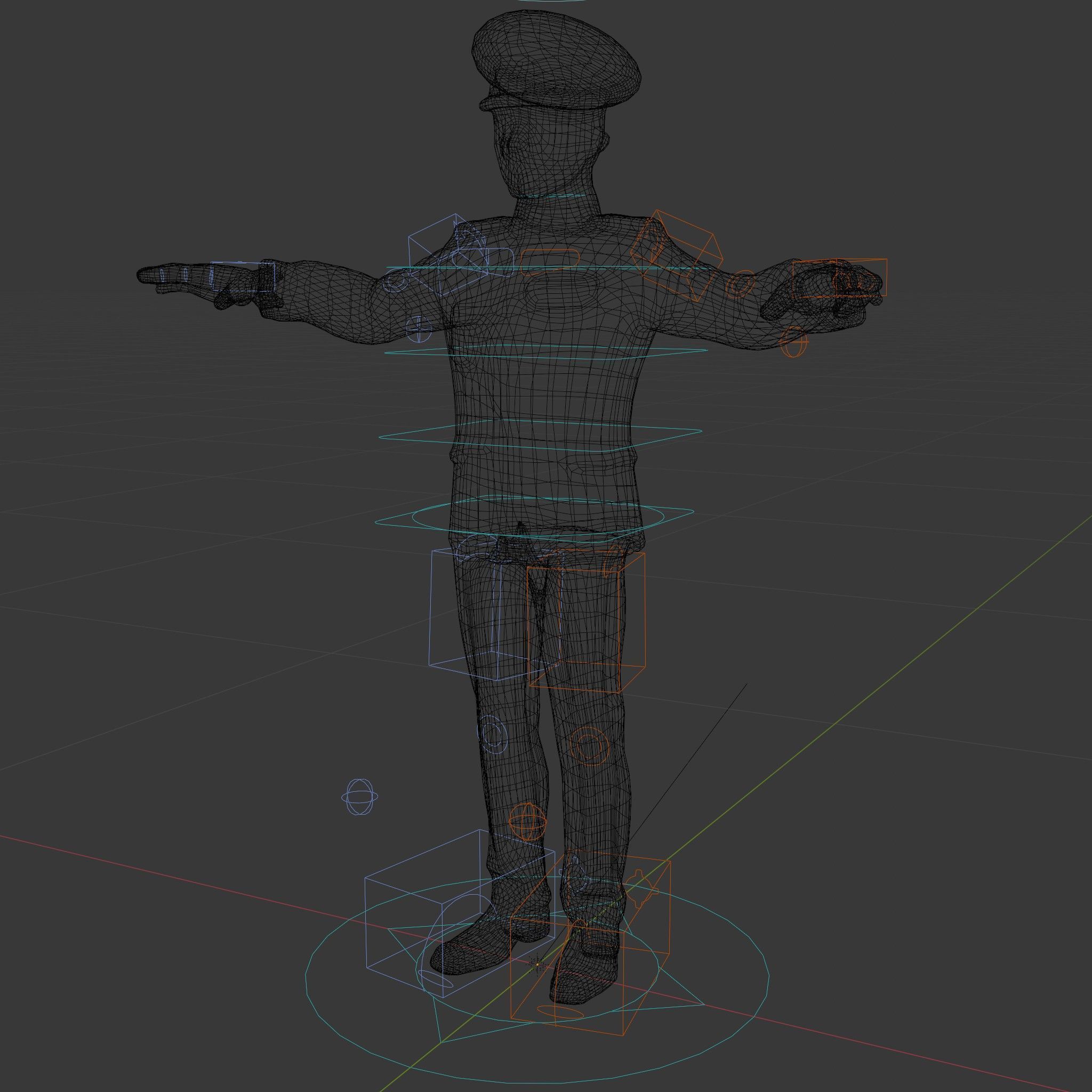 Airforce Officer D Character Model Rigged and Animated Low-poly 3D model_6