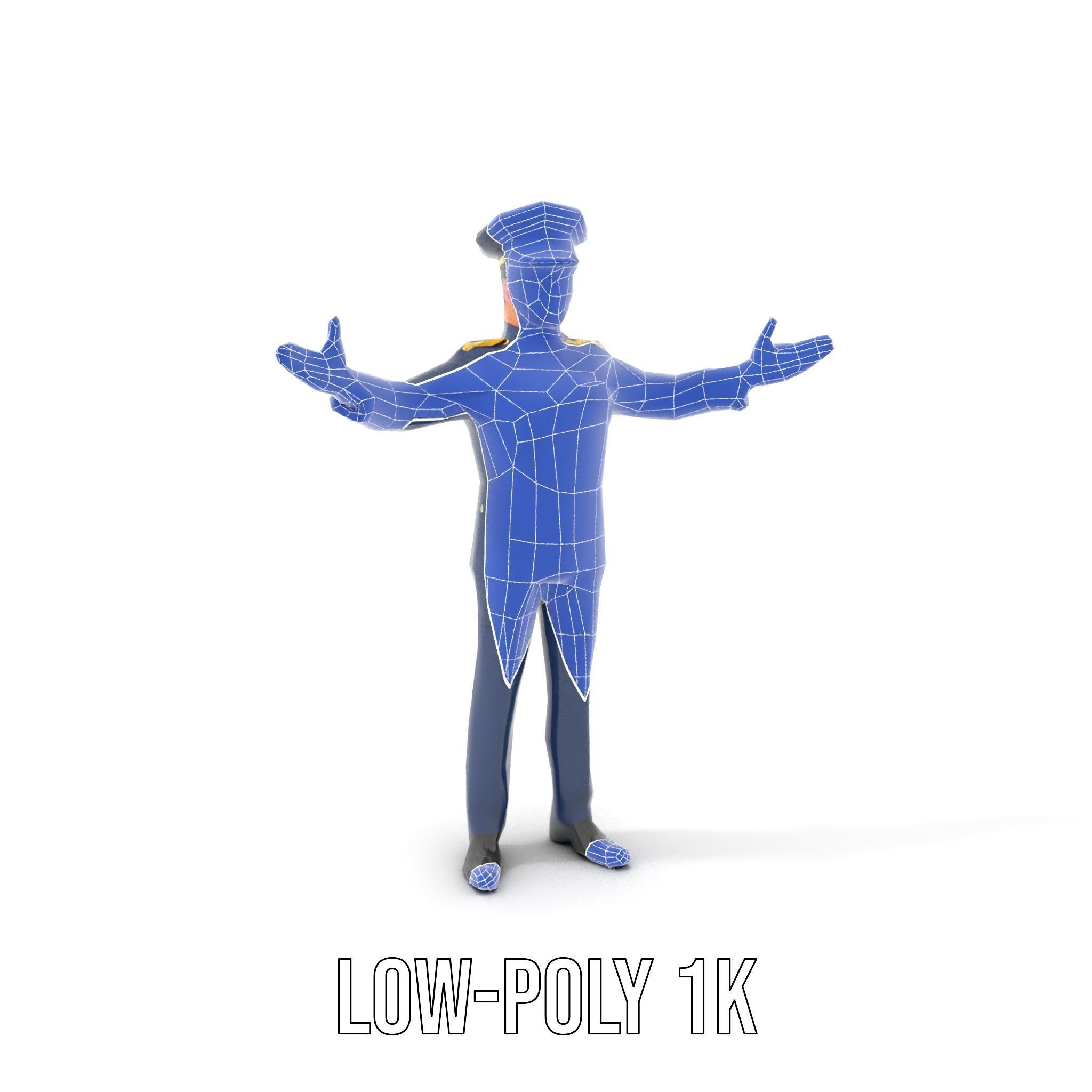 Airforce Officer D Character Model Rigged and Animated Low-poly 3D model_22