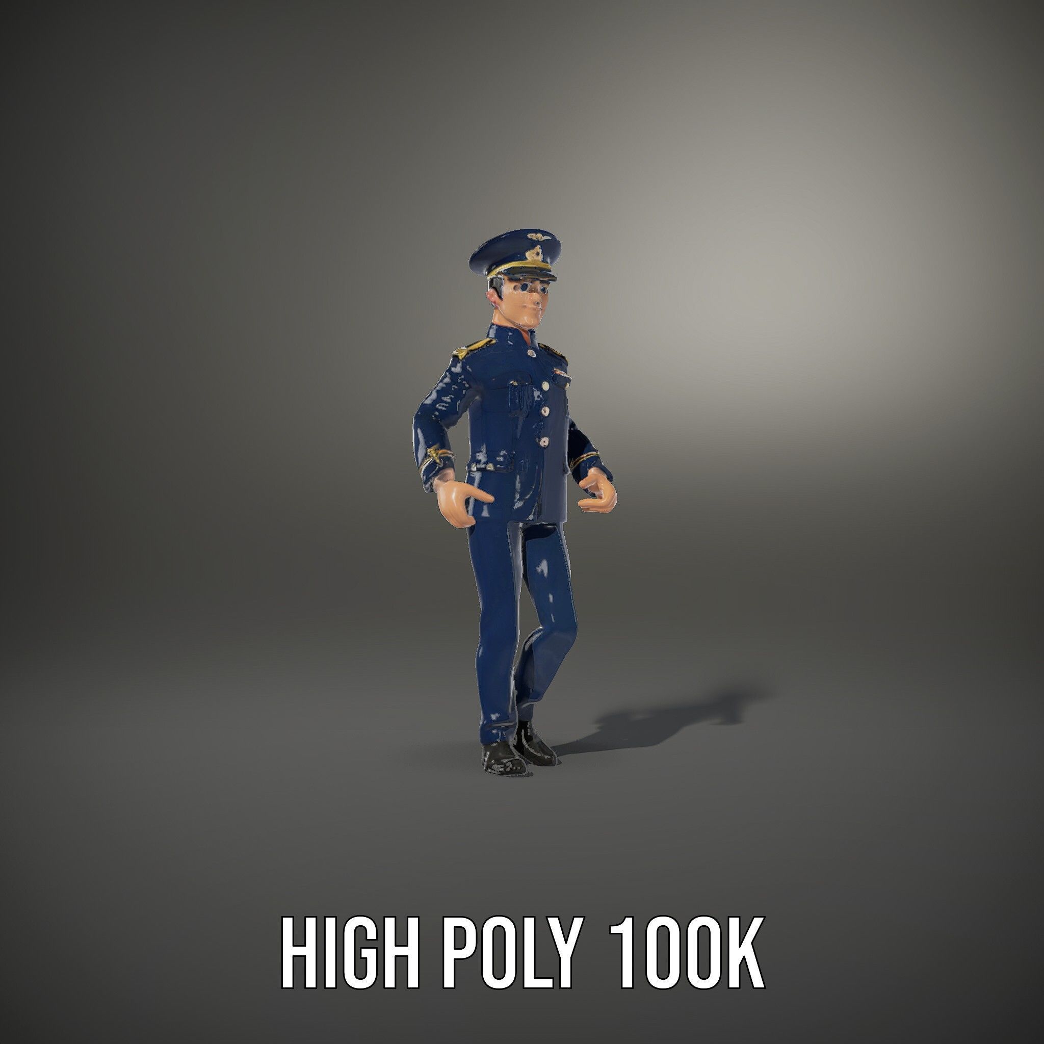 Airforce Officer D Character Model Rigged and Animated Low-poly 3D model_36
