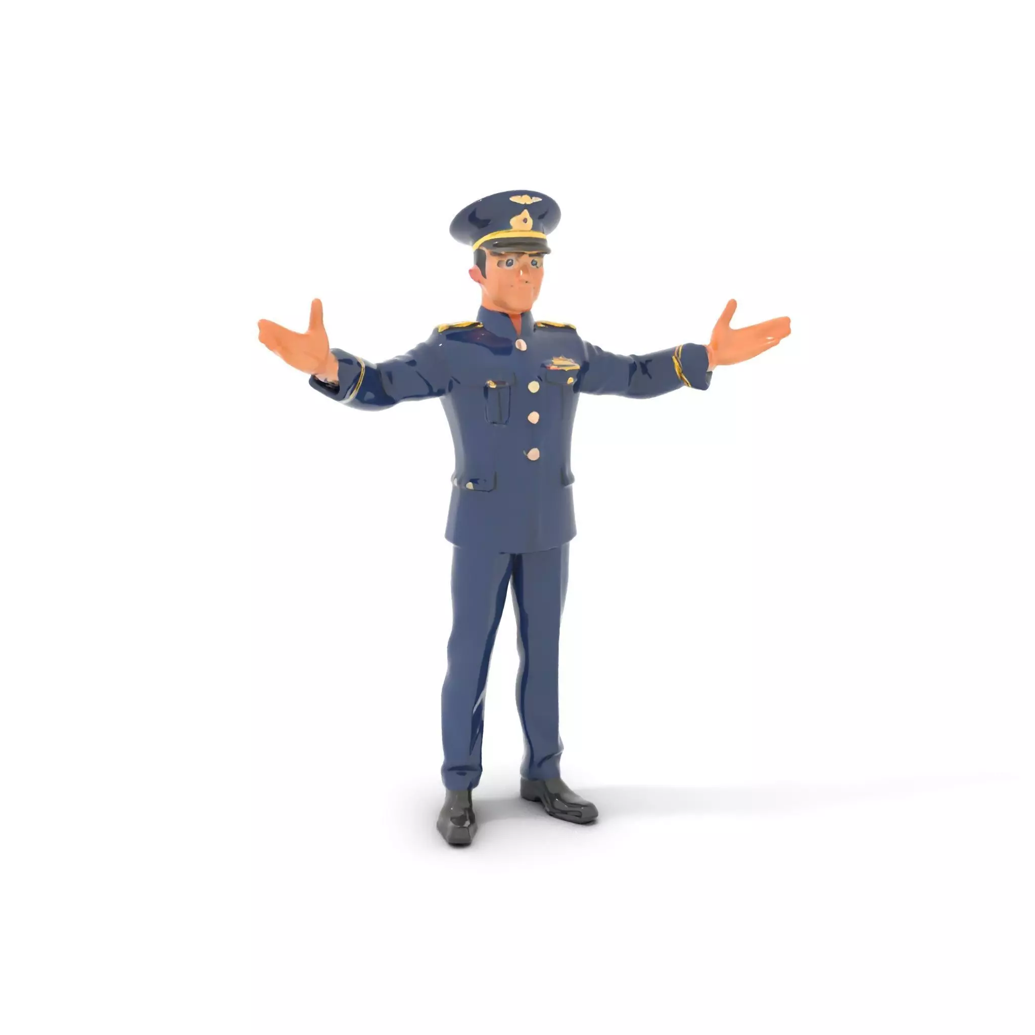 Airforce Officer D Character Model Rigged and Animated Low-poly 3D model_0