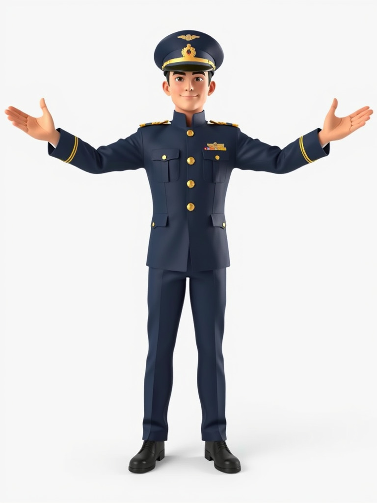Airforce Officer D Character Model Rigged and Animated Low-poly 3D model_2