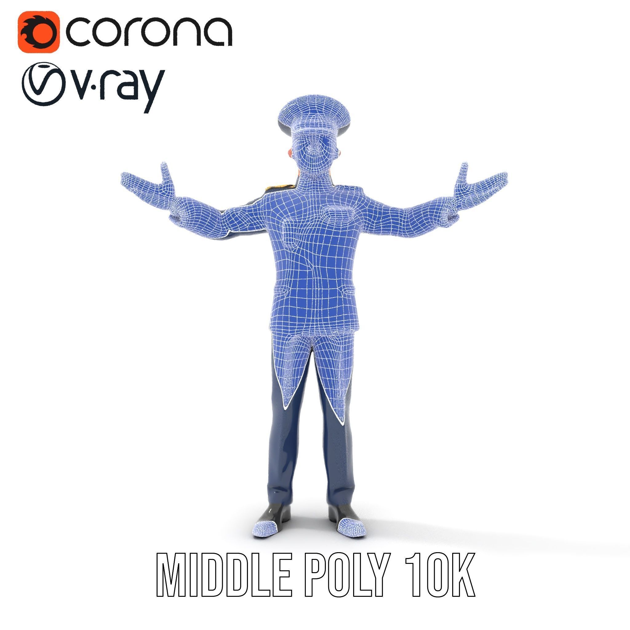 Airforce Officer D Character Model Rigged and Animated Low-poly 3D model_24