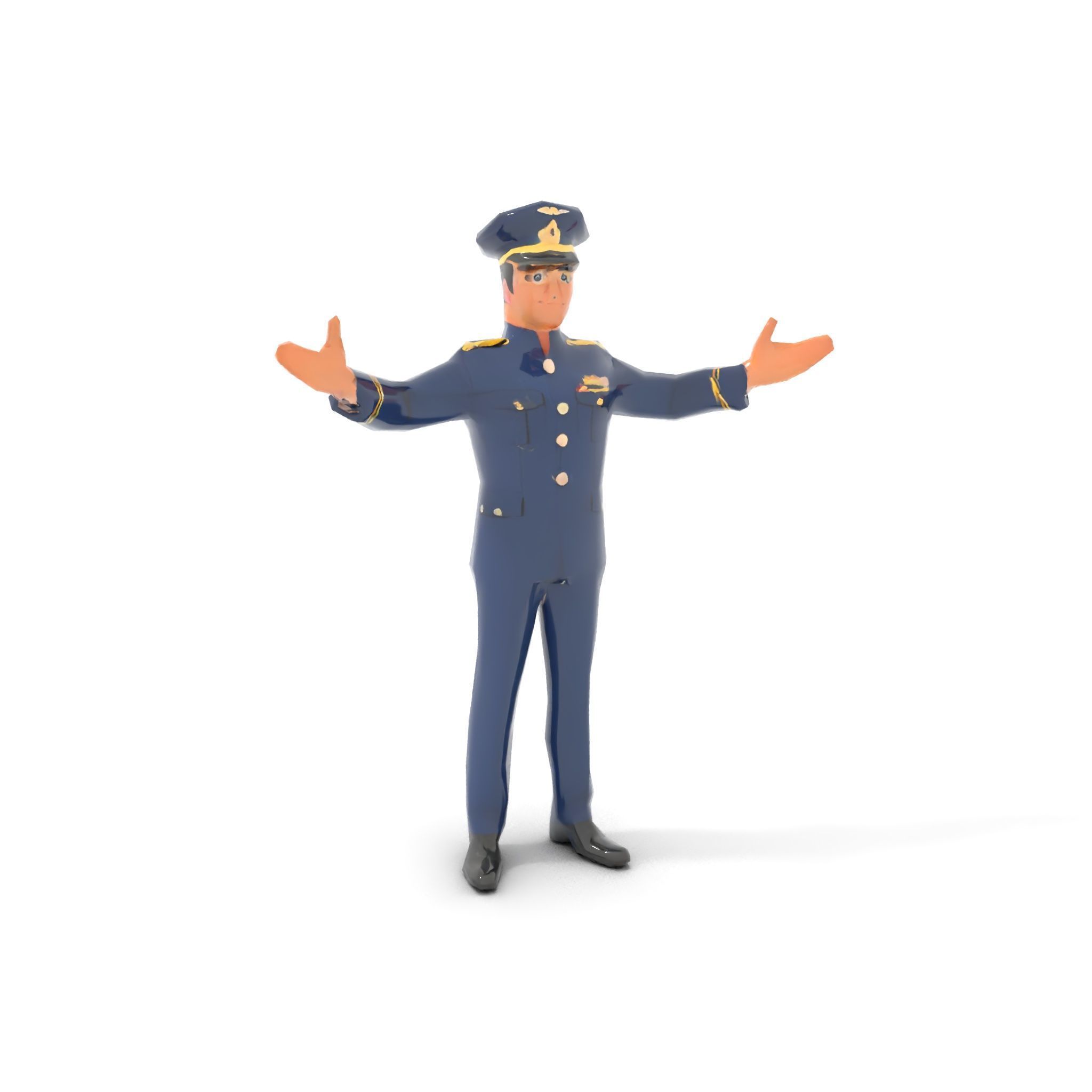 Airforce Officer D Character Model Rigged and Animated Low-poly 3D model_7