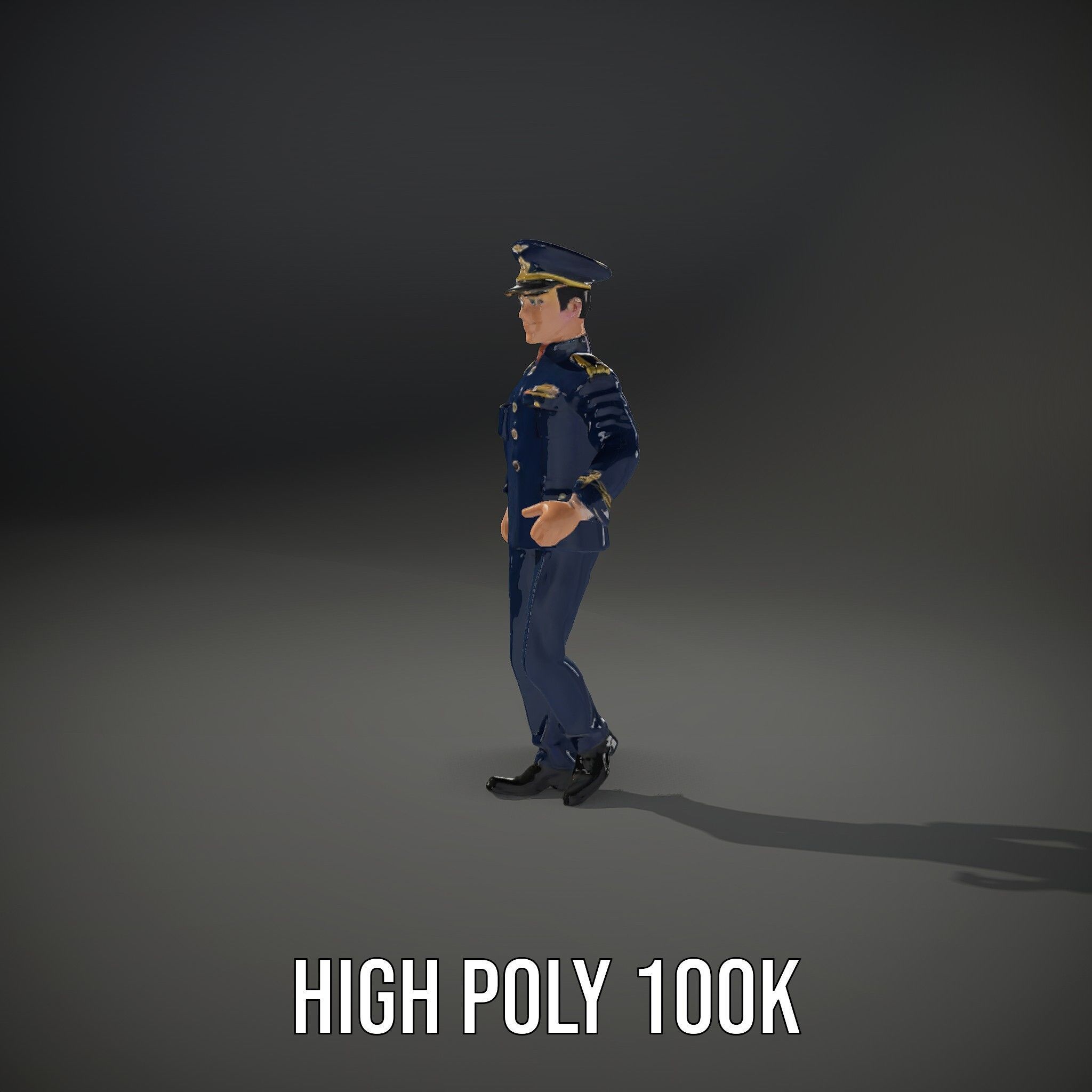 Airforce Officer D Character Model Rigged and Animated Low-poly 3D model_35