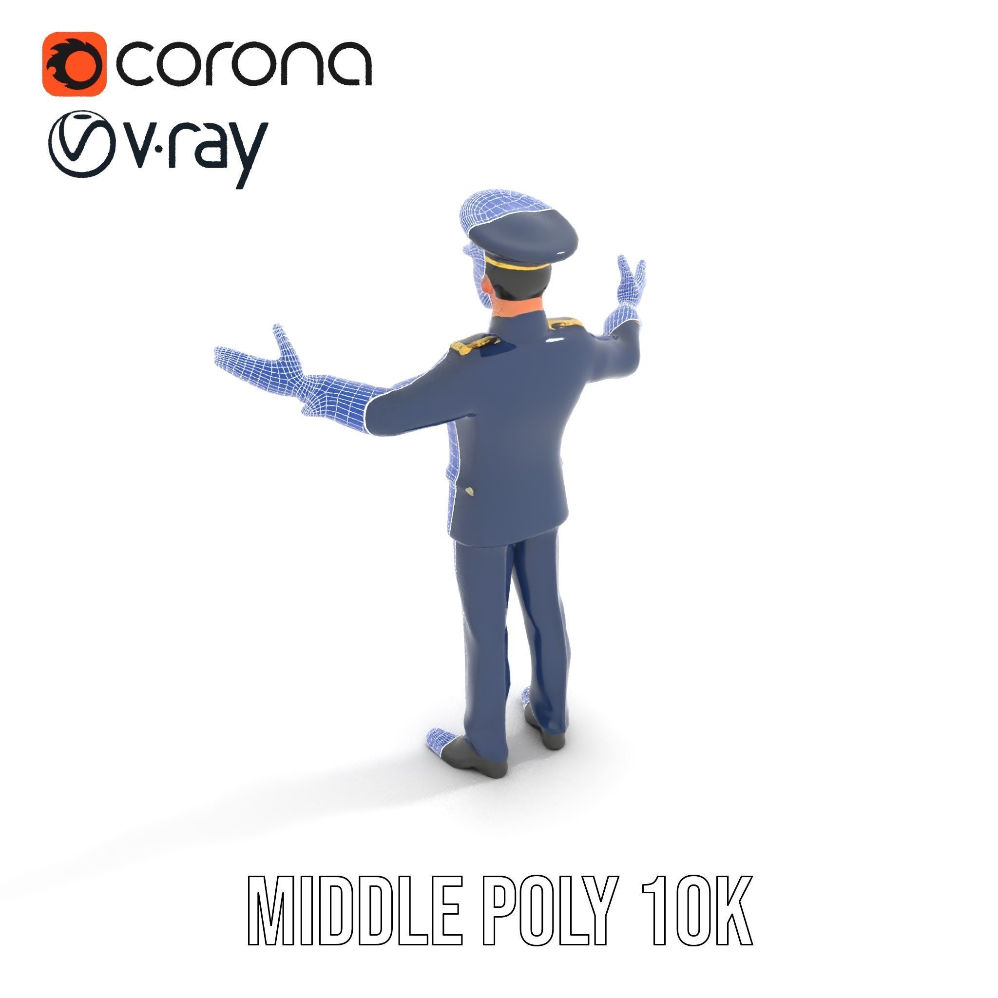 Airforce Officer D Character Model Rigged and Animated Low-poly 3D model_34