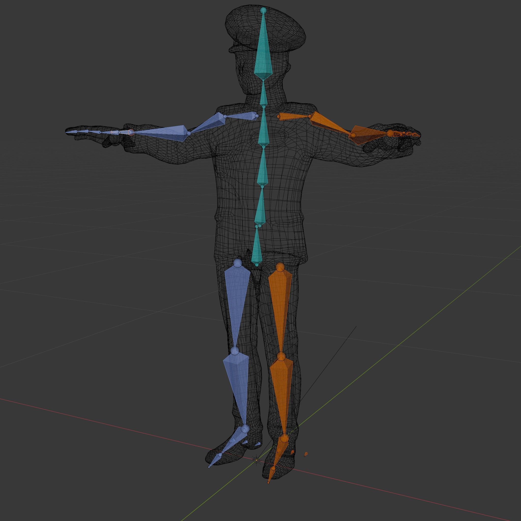 Airforce Officer D Character Model Rigged and Animated Low-poly 3D model_5