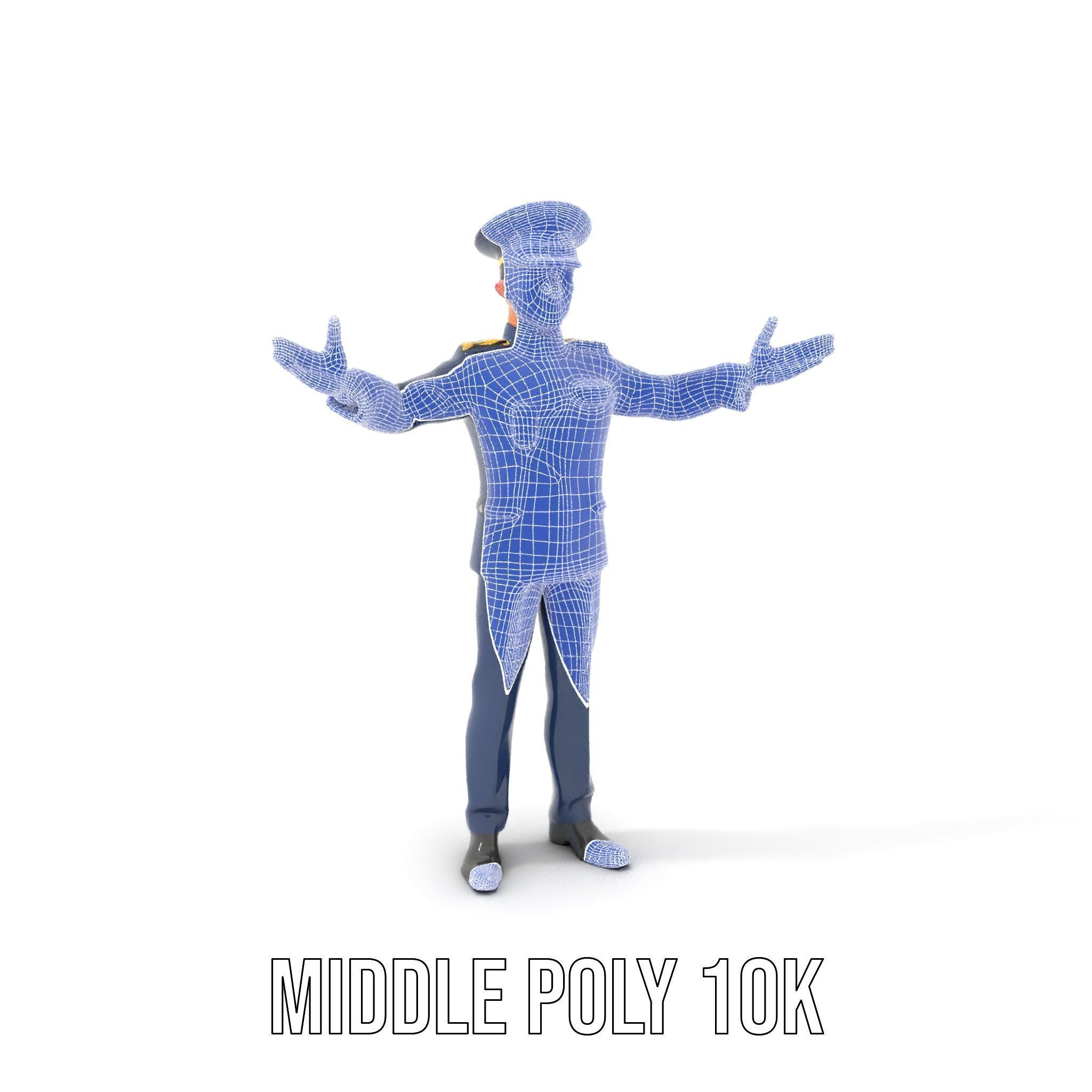 Airforce Officer D Character Model Rigged and Animated Low-poly 3D model_32