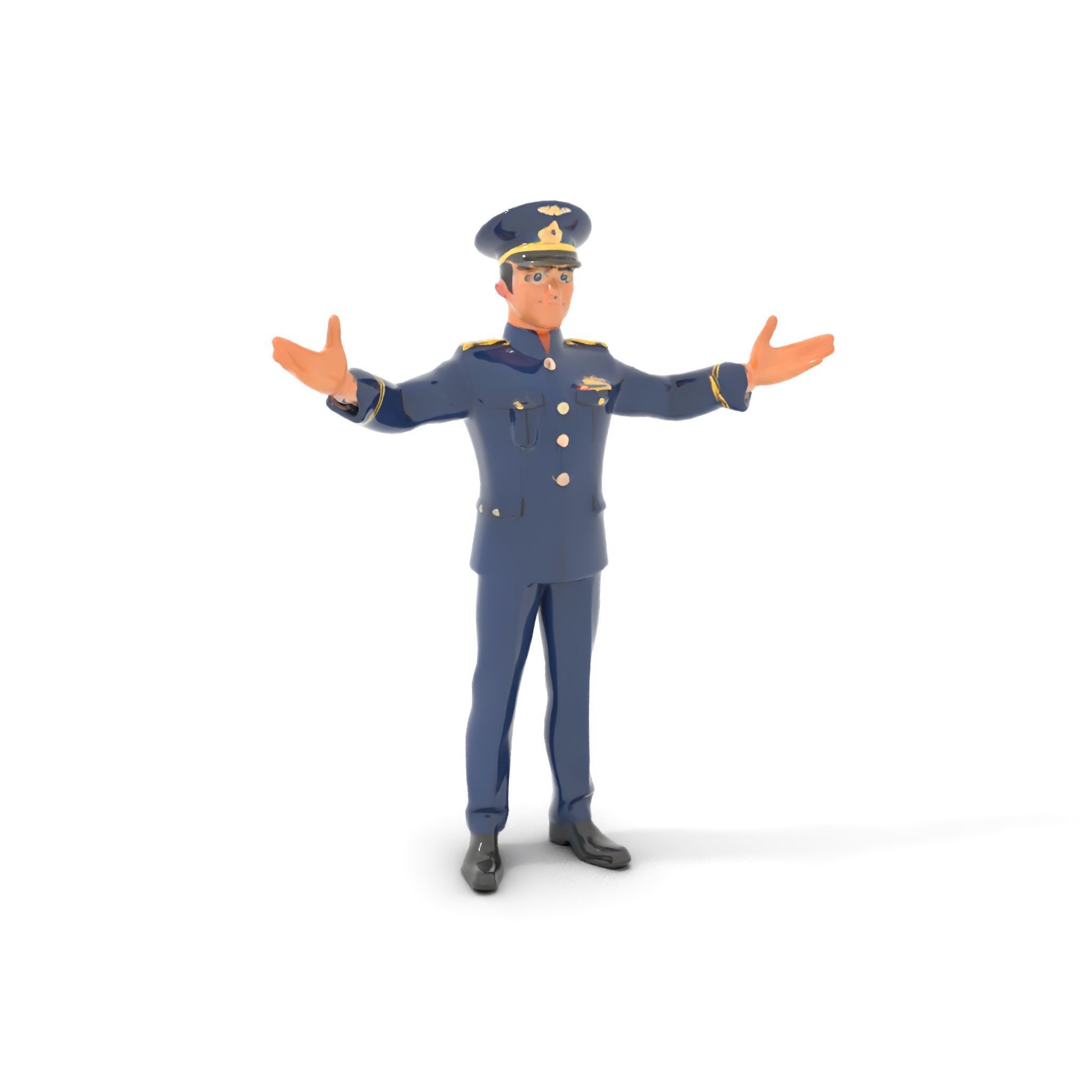 Airforce Officer D Character Model Rigged and Animated Low-poly 3D model_18
