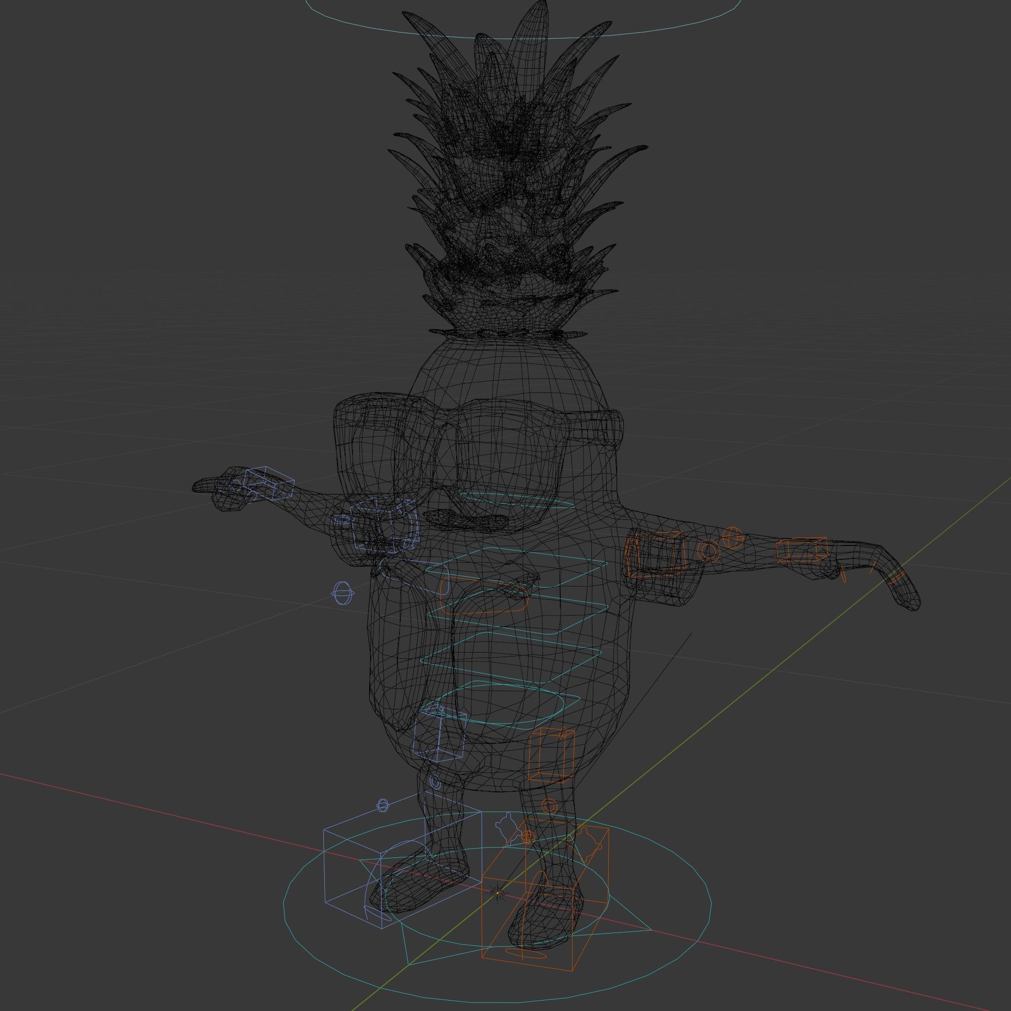 Tropical Pineapple Character Rigged and Animated Low-poly 3D model_5