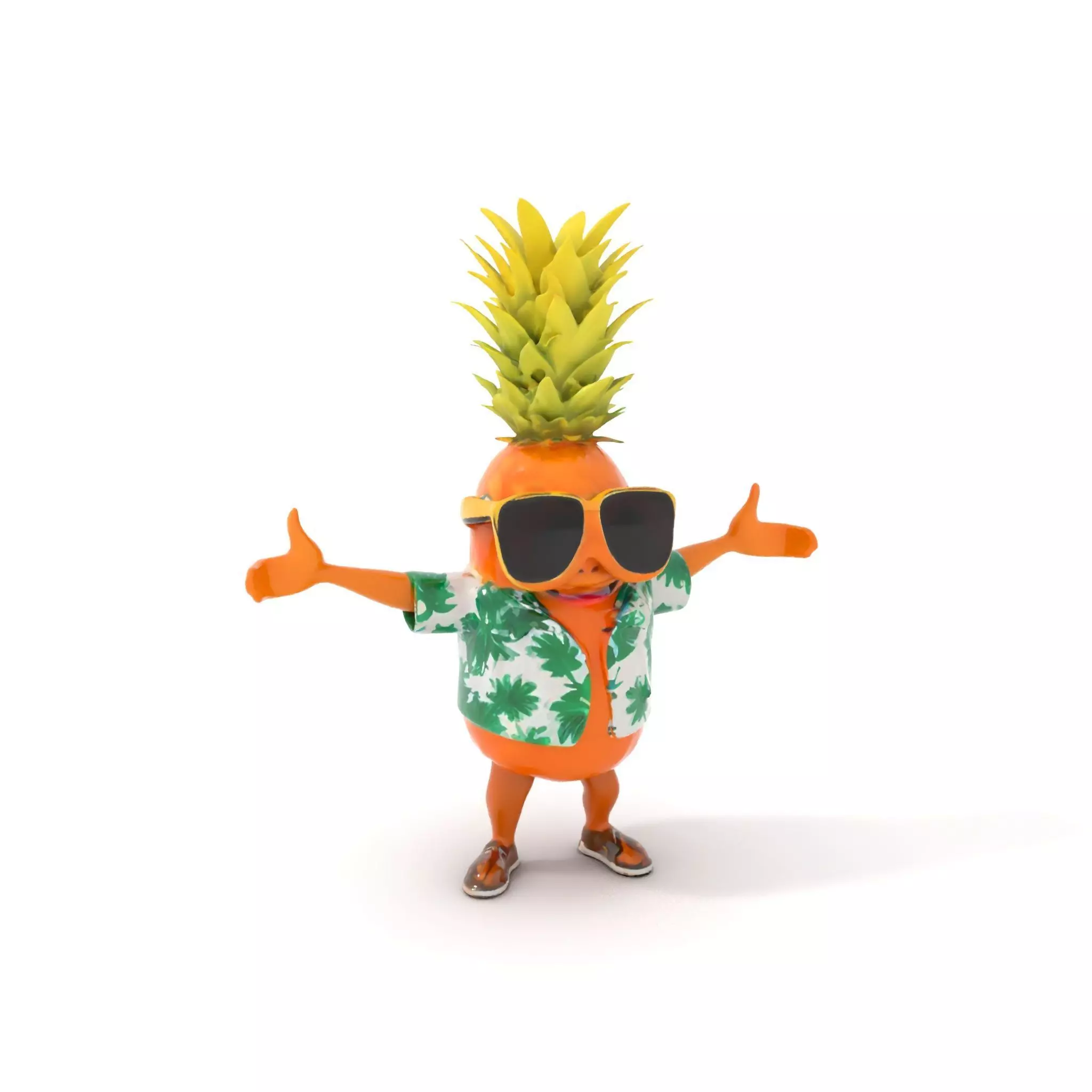 Tropical Pineapple Character Rigged and Animated Low-poly 3D model_0