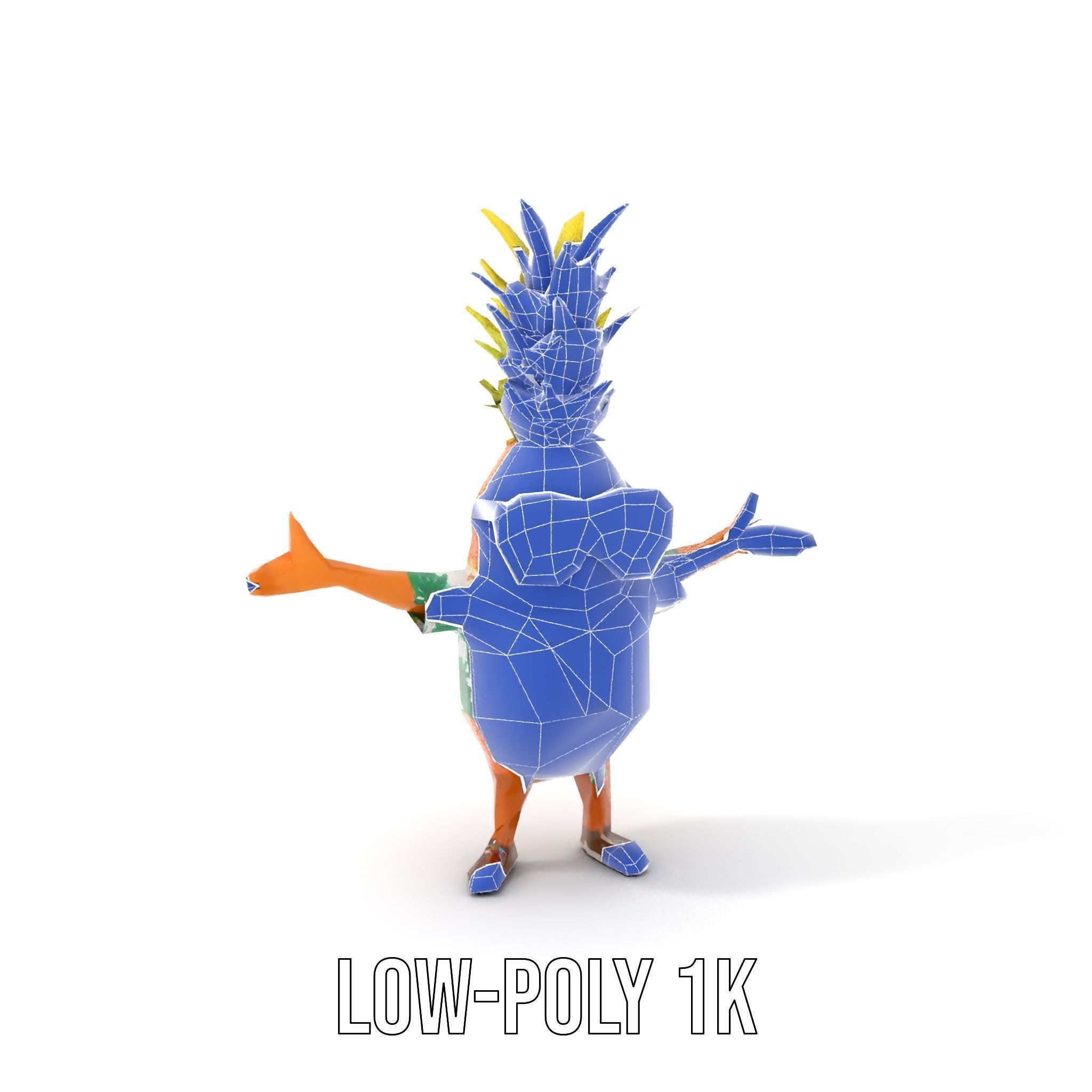 Tropical Pineapple Character Rigged and Animated Low-poly 3D model_17