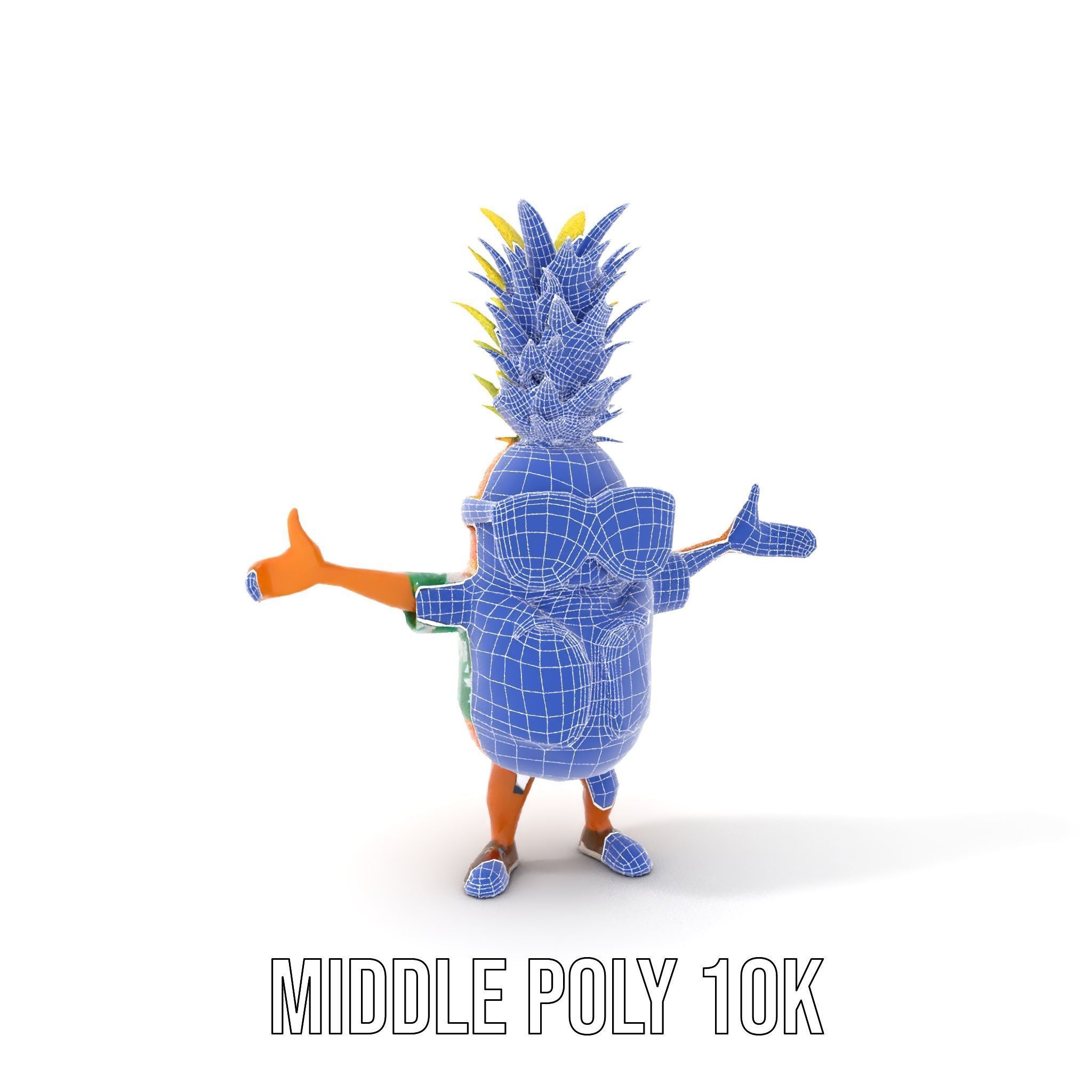 Tropical Pineapple Character Rigged and Animated Low-poly 3D model_27