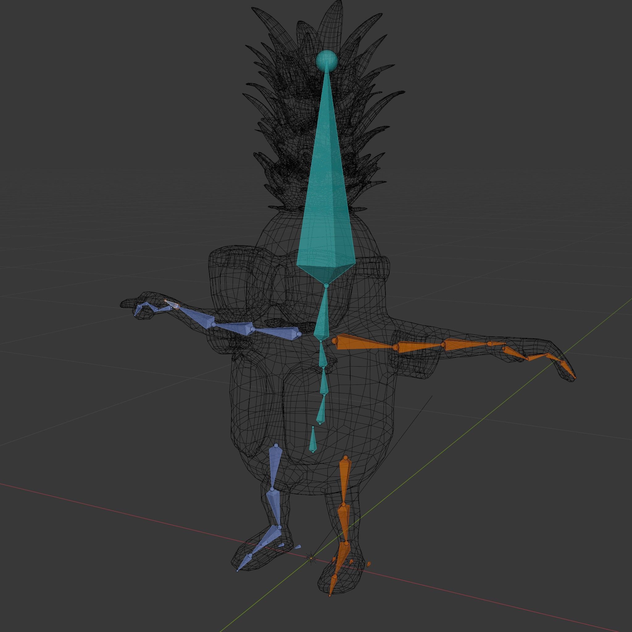 Tropical Pineapple Character Rigged and Animated Low-poly 3D model_6