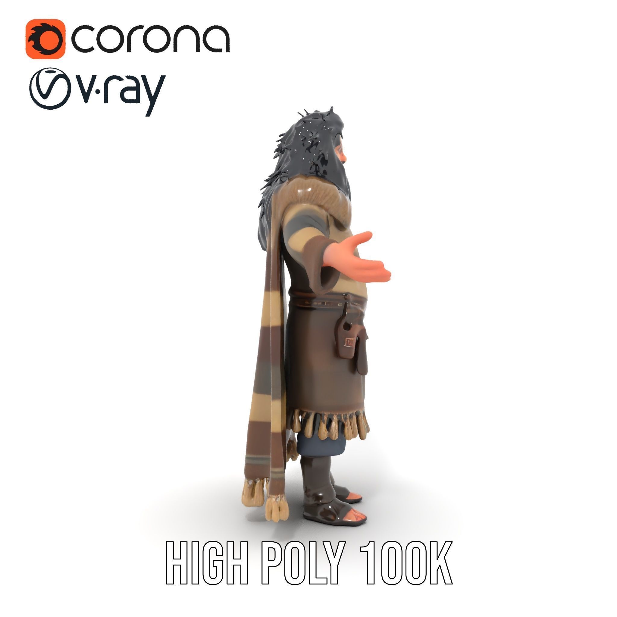 Nomadic Warrior Rigged and Animated D Character Model Low-poly 3D model_20